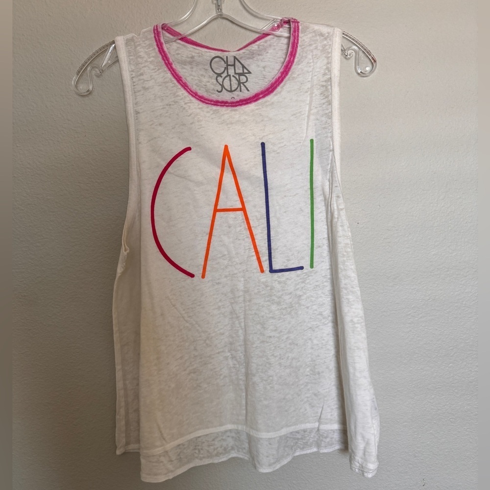 NWT Chaser Cali- Vintage Jersey Flounce Tank MultiColor Size Small